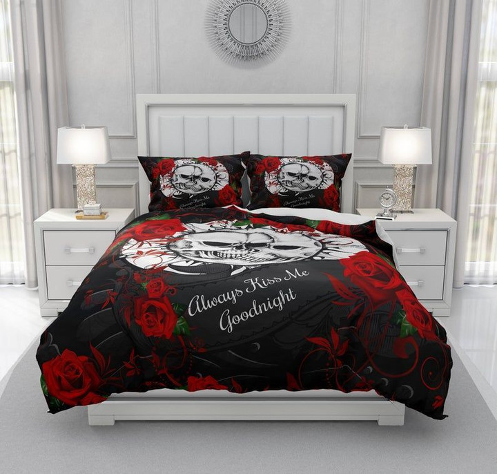 Skull And Crows Cotton Bed Sheets Spread Comforter Duvet Cover Bedding Sets