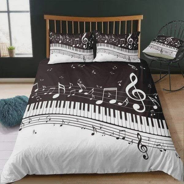 Piano Music Note Cotton Bed Sheets Spread Comforter Duvet Cover Bedding Sets
