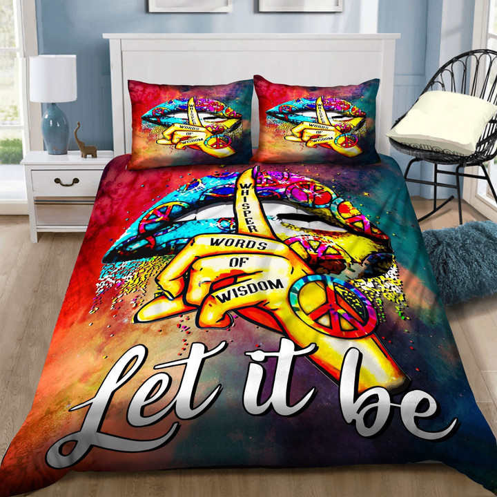 Hippie Let It Be Cotton Bed Sheets Spread Comforter Duvet Cover Bedding Sets