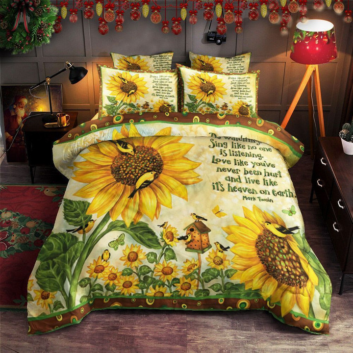 Sunflower Love Like Youve Never Been Hurt And Live Like Its Heaven On Earth Cotton Bed Sheets Spread Comforter Duvet Cover Bedding Sets