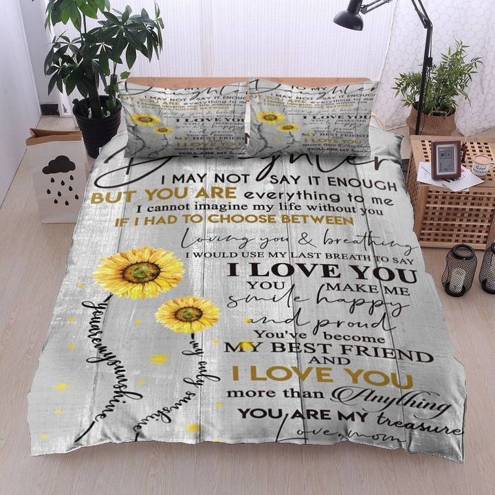 Personalized To My Daughter Sunflower From Mom You Are My Treasure Cotton Bed Sheets Spread Comforter Duvet Cover Bedding Sets