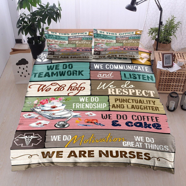 We Do Help We Do Motivation We Do Great Things We Are Nurses Cotton Bed Sheets Spread Comforter Duvet Cover Bedding Sets
