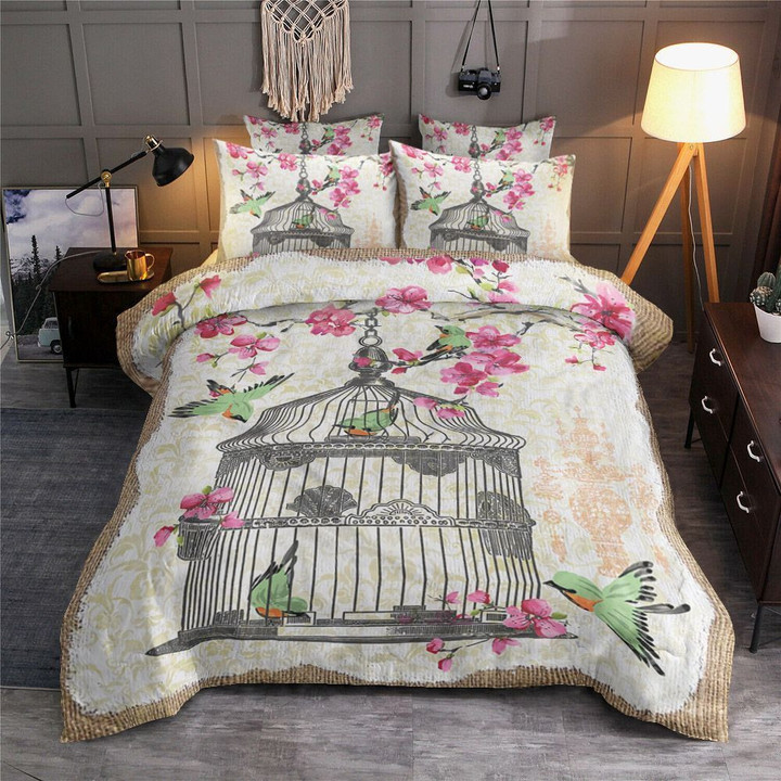 Birdcage With Cherry Blossoms Bedding Set Iy