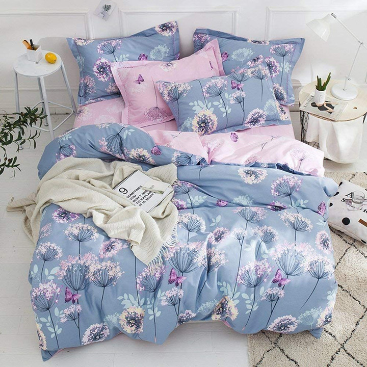 Purple Butterfly And Flower Bedding Set Iy