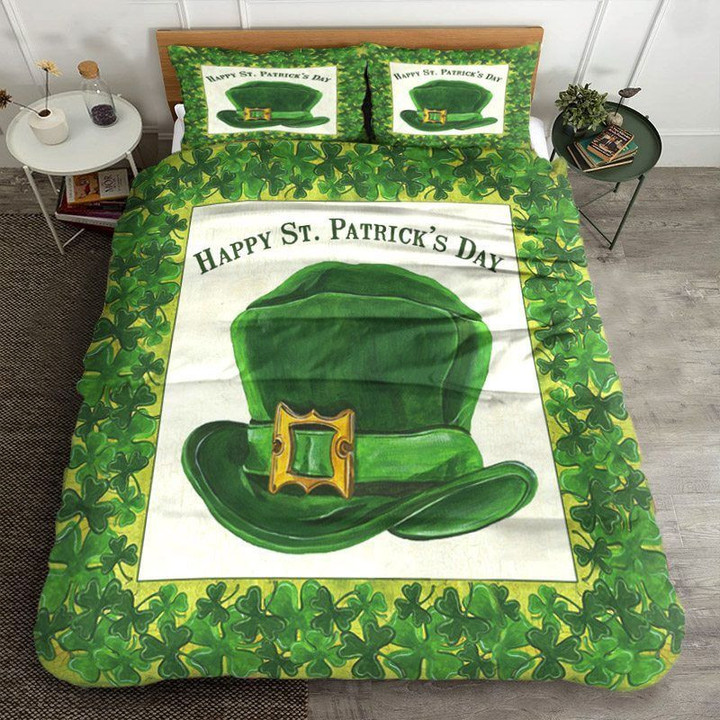 Happy St Patricks Day Green Cotton Bed Sheets Spread Comforter Duvet Cover Bedding Sets Perfect Gifts For St Patricks Day Lover Gifts For Birthday Christmas Thanksgiving
