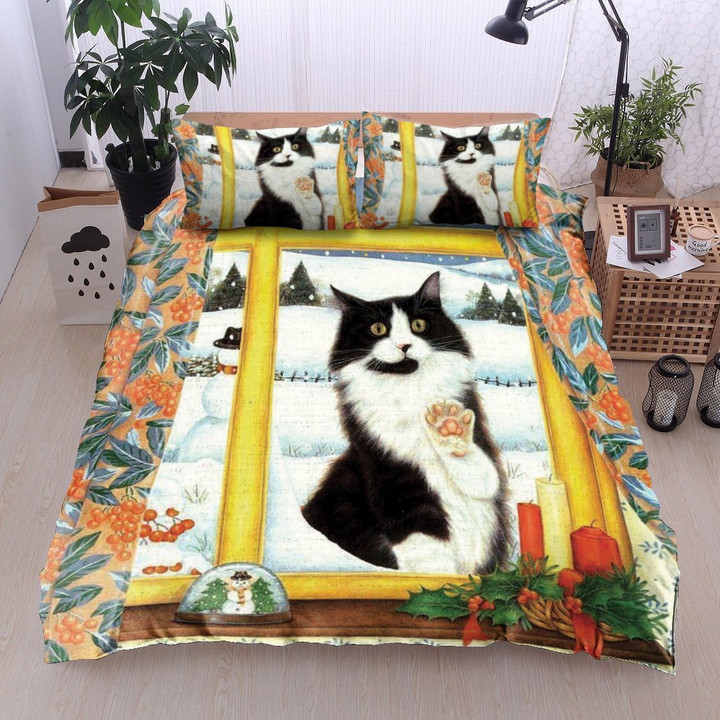 Cat Christmas In The Window Bedding Set Iy