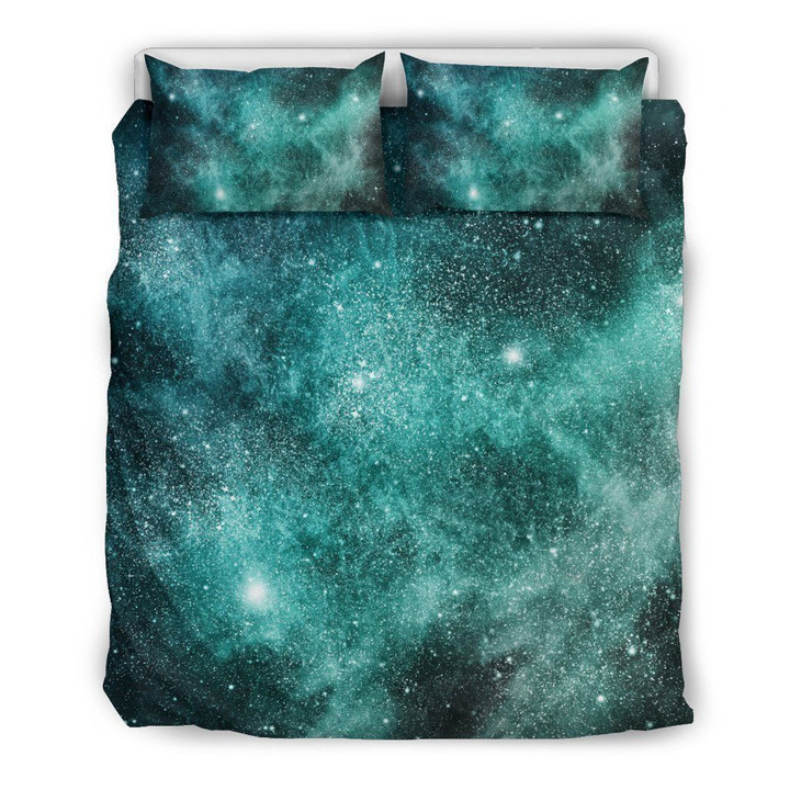 Teal Stardust Galaxy Space Bedding Set Iy
