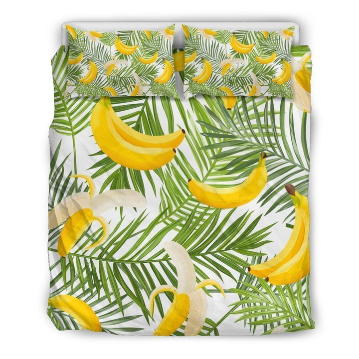 White Tropical Banana Bedding Set Iy