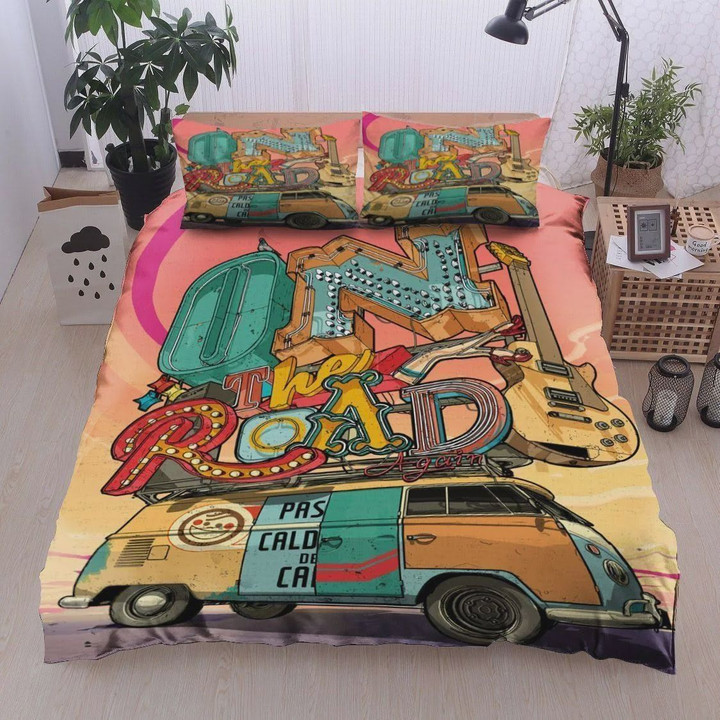 Camping On The Road Cotton Bed Sheets Spread Comforter Duvet Cover Bedding Sets