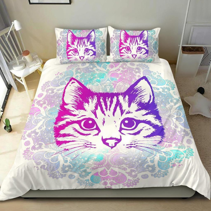 3D Cat Head Cotton Bed Sheets Spread Comforter Duvet Cover Bedding Sets