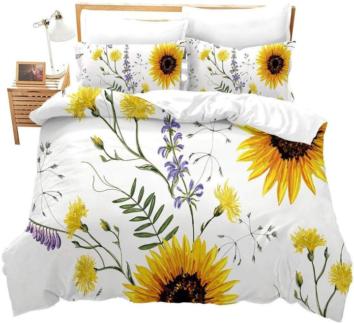 Sunflower With White Background Bedding Set Iy