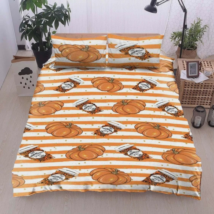 Pumpkin Cotton Bed Sheets Spread Comforter Duvet Cover Bedding Sets