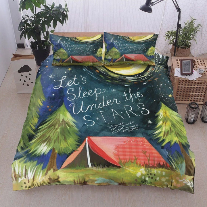 Camping Night Lets Sleep Under The Stars Cotton Bed Sheets Spread Comforter Duvet Cover Bedding Sets