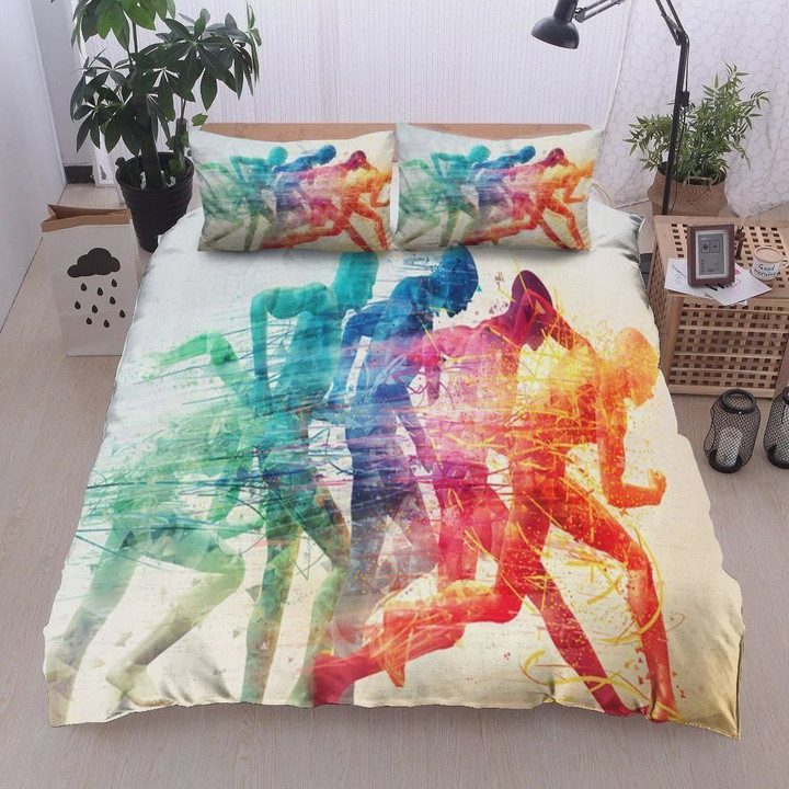 Running Colorful Athlete Cotton Bed Sheets Spread Comforter Duvet Cover Bedding Sets