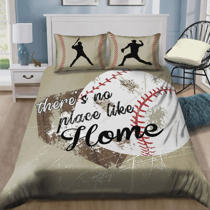 Baseball Theres No Place Like Home Cotton Bed Sheets Spread Comforter Duvet Cover Bedding Sets