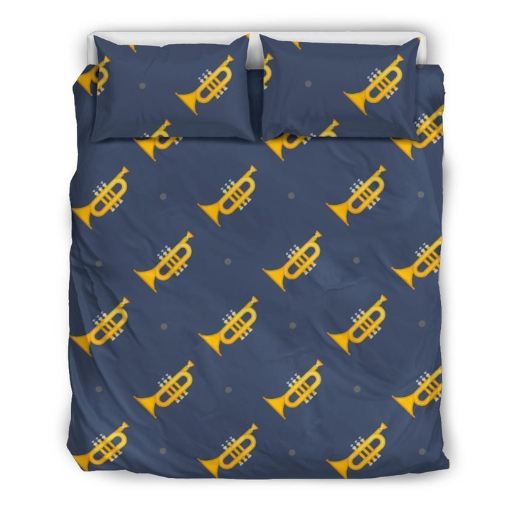 Trumpets Dark Blue Background Cotton Bed Sheets Spread Comforter Duvet Cover Bedding Sets Perfect Gifts For Music Instrument Lover Gifts For Birthday Christmas Thanksgiving