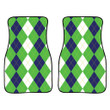 White Navy And Green Argyle Print Front Car Floor Mats