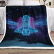 Spaceship Neon Trip Sherpa Fleece Blanket Rr