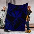 FamilyGater Blanket - Hawaiian Map Kanaka Hibiscus Blue Polynesian Premium Blankets - AH - JRC