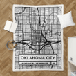 Oklahoma City Map Design - City Maps Usa Retro Sherpa Fleece Blanket