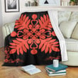 FamilyGater Blanket - Hawaiian Quilt Maui Plant And Hibiscus Premium Blanket - Orange Black - AH J8