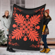 FamilyGater Blanket - Hawaiian Quilt Maui Plant And Hibiscus Premium Blanket - Orange Black - AH J8
