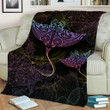 FamilyGater Blanket - Hawaii Manta Ray Hibiscus Premium Blanket - Glitter Style - AH - JA