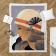 Girl Art Deco - Retro Sherpa Fleece Blanket