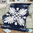 FamilyGater Blanket - Hawaiian Quilt Maui Plant And Hibiscus Premium Blanket - White Indigo - AH J8