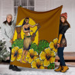 FamilyGater Blanket - Hawaiian Hula Girl Monstera Hibiscus Polynesian Premium Blankets - AH - JRC