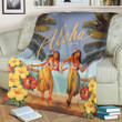 FamilyGater Blanket - Hawaiian Aloha Hula Girl Hibiscus Polynesian Premium Blankets - AH - K5