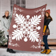 FamilyGater Blanket - Hawaiian Quilt Maui Plant And Hibiscus Premium Blanket - White Coral - AH J8