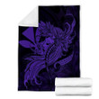 FamilyGater Blanket - Hawaiian Map Hula Girl Hibiscus Kanaka Polynesian Premium Blankets - Purple - AH - J4C