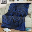 FamilyGater Blanket - Hawaiian Kanaka Honu Hibiscus Tornando Polynesian Blue Premium Blankets - AH - JRC