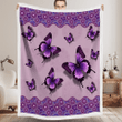 Butterfly Vintage Mandala Sky Purple Sherpa Blanket W2609232