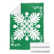 FamilyGater Blanket - Hawaiian Quilt Maui Plant And Hibiscus Premium Blanket - White Green - AH J8