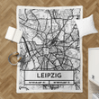 Leipzig City Map Design - City Maps Germany Retro Sherpa Fleece Blanket
