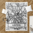 Leipzig City Map Design - City Maps Germany Retro Sherpa Fleece Blanket