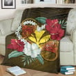 FamilyGater Blanket - Kanaka Manta Ray Plumeria Heart Polynesian Premium Blanket - Sea Flower - AH JW