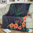 FamilyGater Blanket - Hawaiian Hibiscus Palm Tree Background Polynesian Premium Blankets - AH - JRC