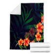 FamilyGater Blanket - Hawaiian Hibiscus Palm Tree Background Polynesian Premium Blankets - AH - JRC