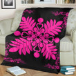 FamilyGater Blanket - Hawaiian Quilt Maui Plant And Hibiscus Premium Blanket - Pink Black - AH J8