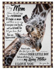 SON TO MOM Mother's Day My Loving Mother Giraffes Fleece Blanket