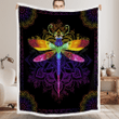 Colorful Dragonfly Mandala Art Sherpa Blanket W210957