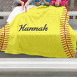 Custom Name Softball Fleece Blanket