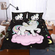 Pastel Unicorn On Cloud 3D Customize Bedding Set Duvet Cover SetBedroom Set Bedlinen