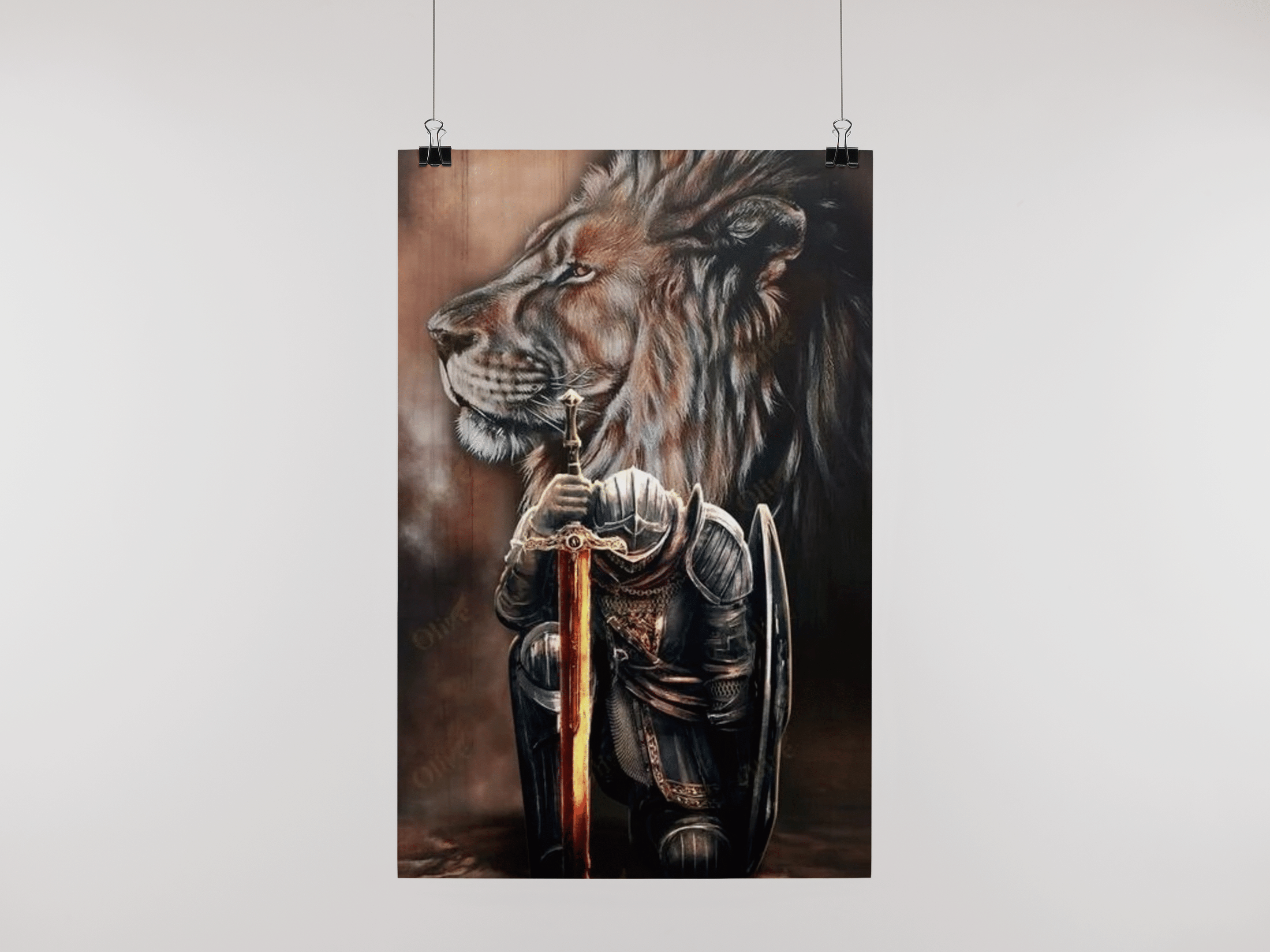 Lion And Warrior Knight Canvas