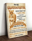 (Pt93) Customizable Lion Canvas Full Frame- Grandma To Granddaughter- Old Lion.
