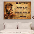 (Lp138) Customizable Lion Canvas – Husband To Wife- I Love You.