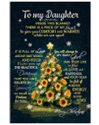 Inside Blanket Is Piece Of My Heart Christmas Sunflowers Tree To Daughter Matte Canvas Vertical Poster
